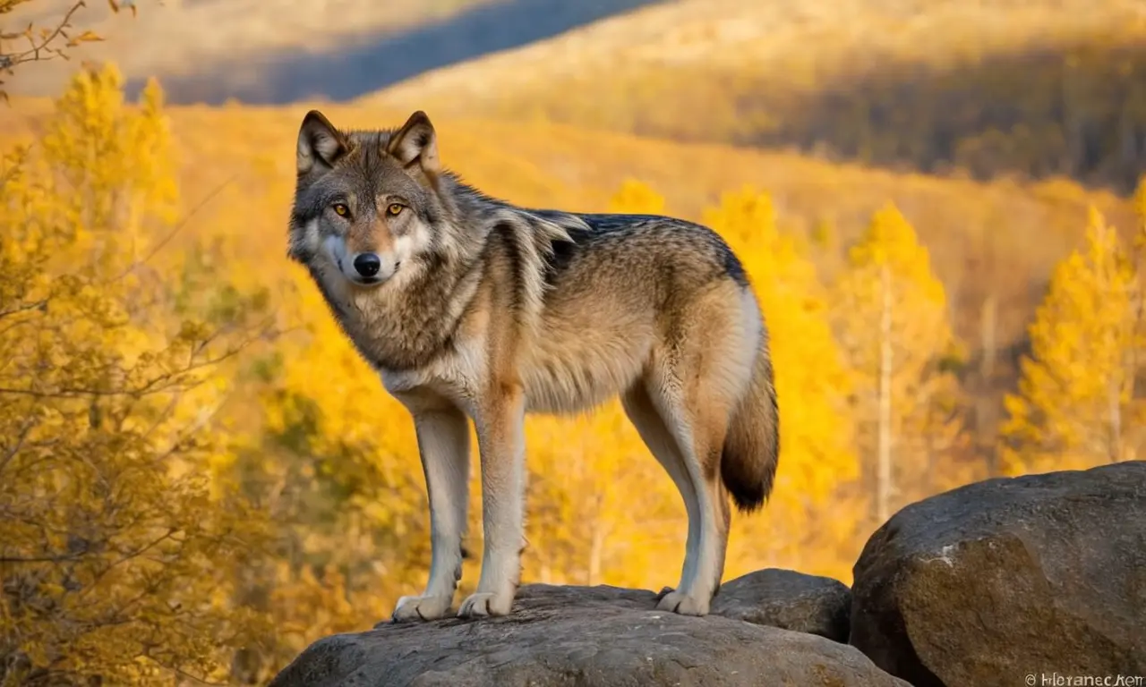 Lobo gris alerta en su hábitat natural