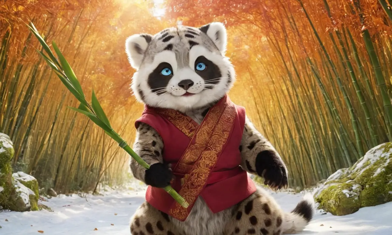 Panda rojo y leopardo en vibrante bosque