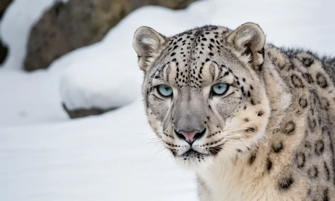 Un leopardo de las nieves imponente y elegante