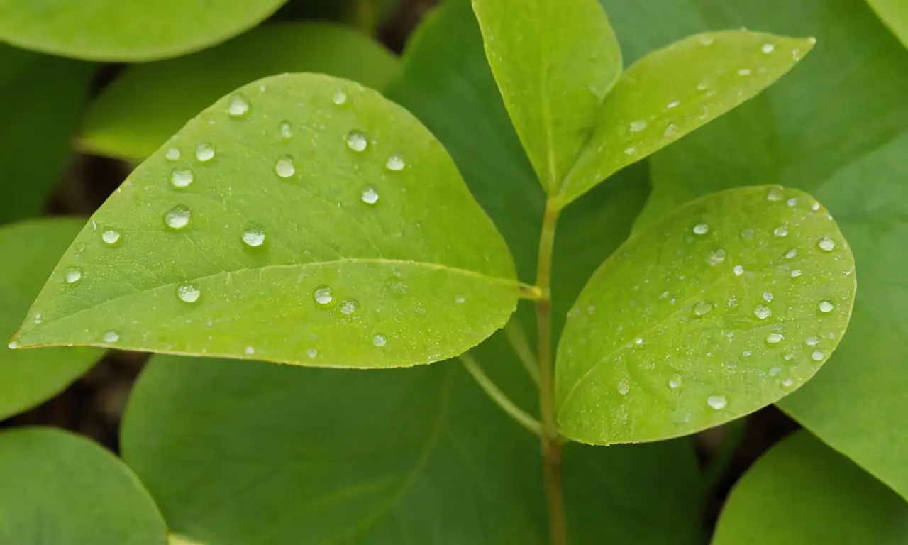 Hojas verdes brillantes en un ambiente sereno