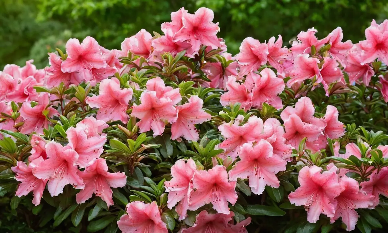 Azaleas florecen en un jardín vibrante