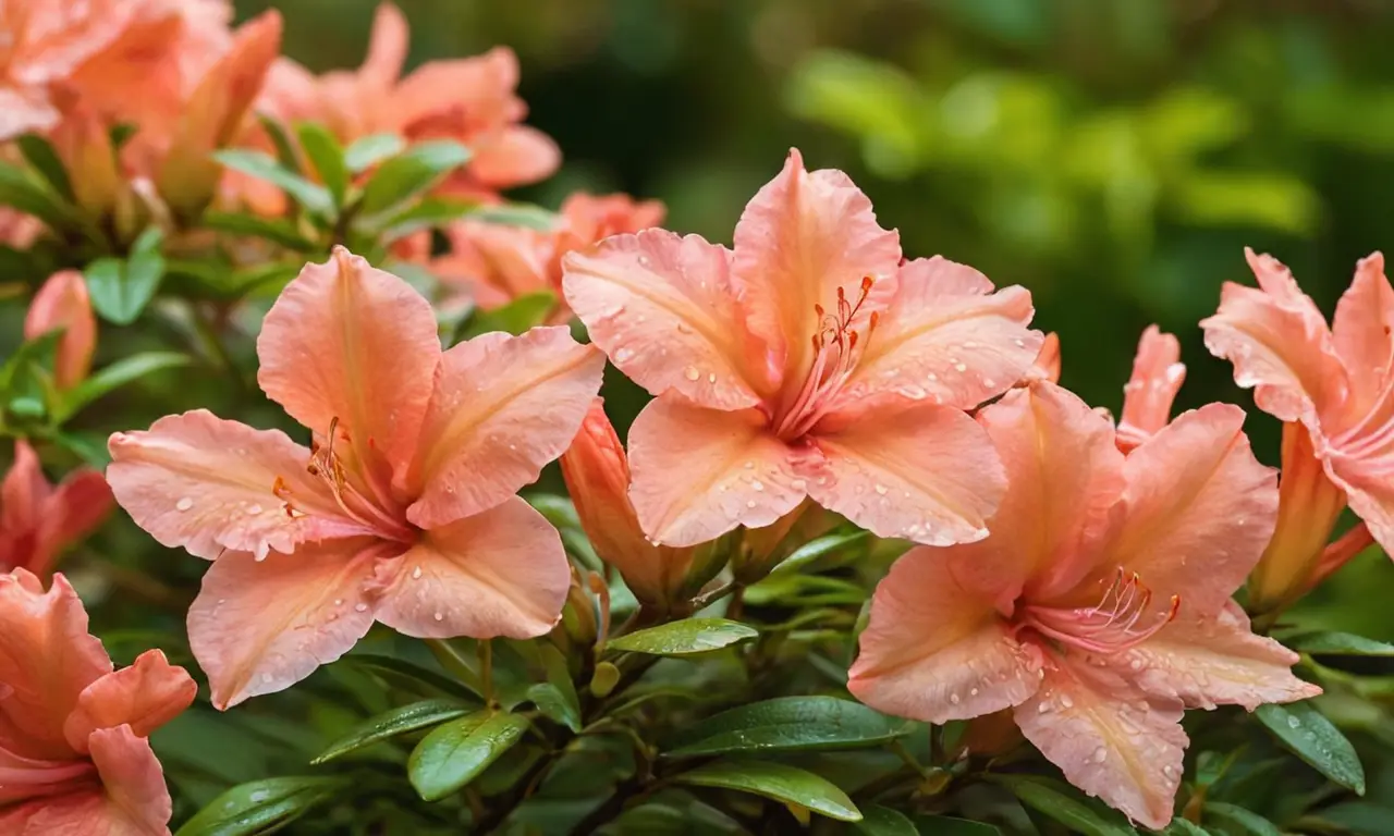 Azaleas vibrantes en un jardín sereno