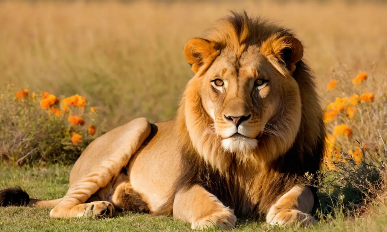 León majestuoso destaca en la savanna