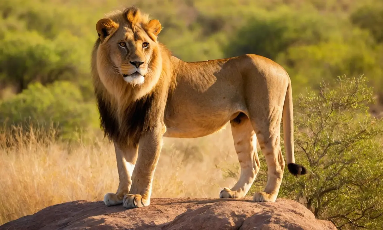 Un majestuoso león domina un paisaje sereno