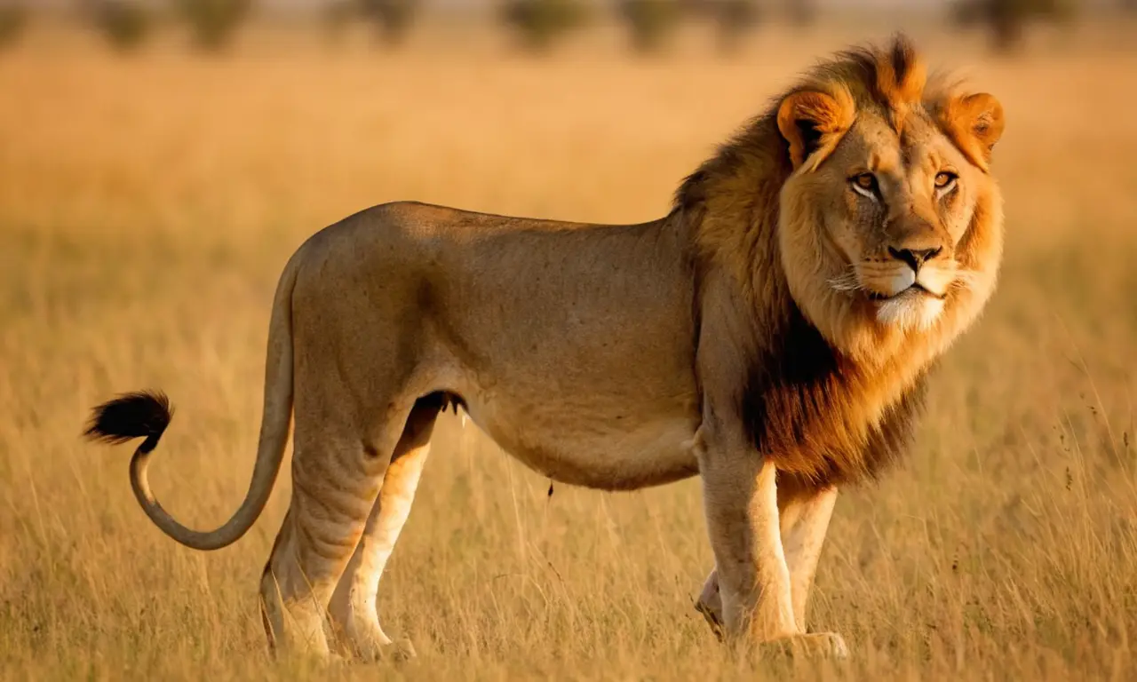 Un majestuoso león resalta en la savanna